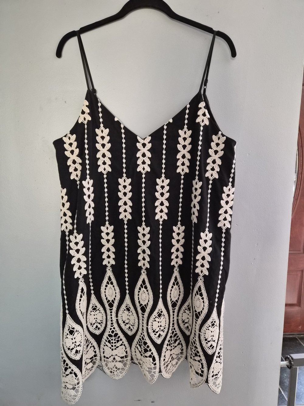 Express Black Camisole Dress with Cream Lace Overlay